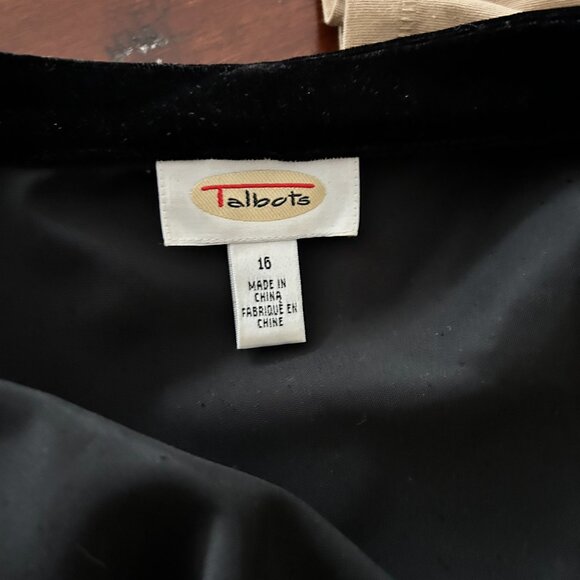 Talbots Black Velvet Jacket Size 16 Crystal Buttons Holiday Party Boho Witch - Picture 4 of 5